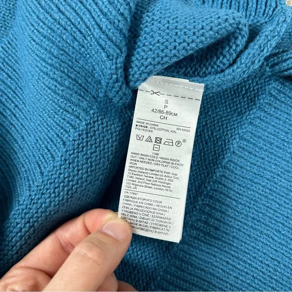 Banana Republic Crewneck Blue Sweater Mens Small Cotton Blend Split Hem